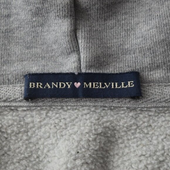 Brandy Melville Christy Hoodie Gray Zip-Up Hooded Sweatshirt Size Small - Picture 6 of 8